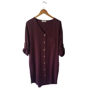 Zenana Dress. Plum Purple. Size Small. Pockets.